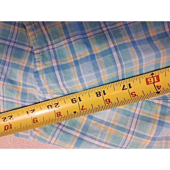 Blue Harbor Summer Cotton blend Short Sleeve Shirt XL Blue/yellow plaid. - Picture 6 of 7